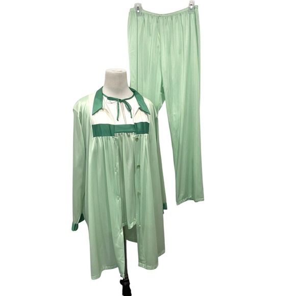 NWT Vtg Sears Women Lounge Wear 3 Piece Pajamas & Robe Set Sz L 38/40 60s 70s